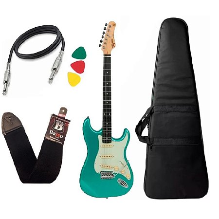 Kit Guitarra Tagima Tg500 Verde Surf Green Claro Capa Bag alça
