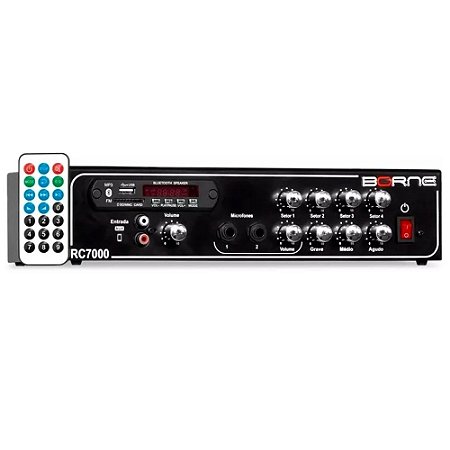 Amplificador Som Receiver 4 Ambientes Canais Borne Rc7000 160w bluetooth