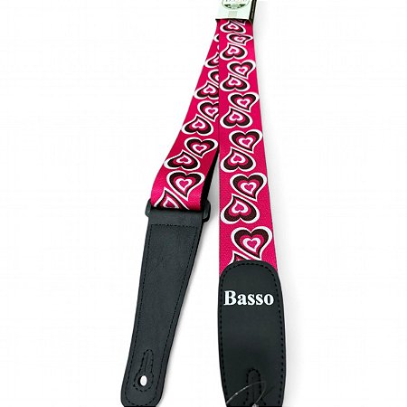 Alça Correia Basso Rosa Pink Coração De19 Guitarra Violão Ba
