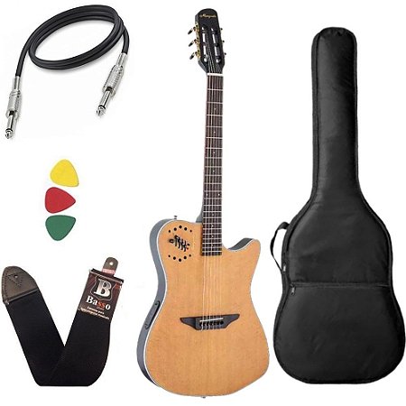 Violão Flat Marques Vn12 Nylon Eletrico Afinador Capa Bag