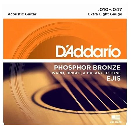 Encordoamento Daddario Violão Aço 010 Ej15 Phosphor Bronze