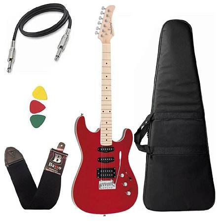 Kit Guitarra Strinberg Sgs180 Vermelho Strato Humbucker Capa Bag