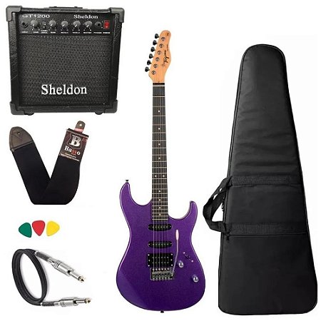 Kit Guitarra Tagima Tg510 Roxo Metálico Amplificador Sheldon