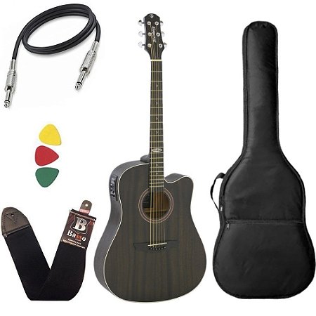 Kit Violão Strinberg Sd200c Tobacco Tos Folk Elétrico Capa