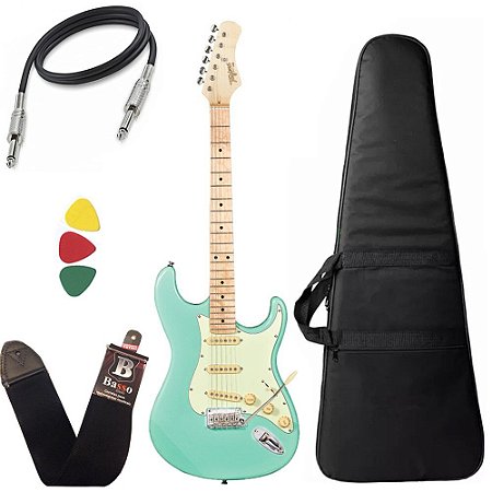 Kit Guitarra Tagima T635 Surf Green Escala Clara Escudo Mg Capa