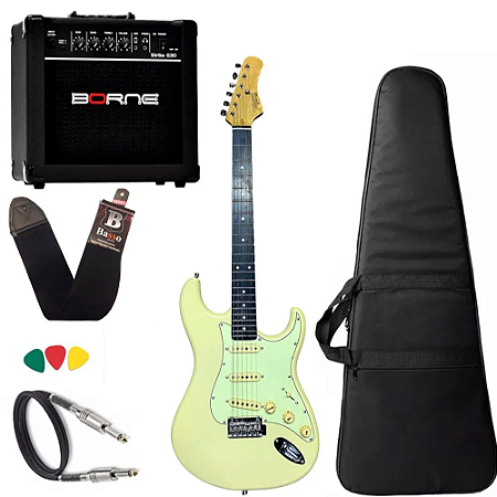 Kit Guitarra Tagima T635 Branco Vintage Creme Escura Mg Cubo Borne