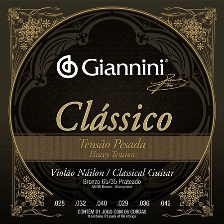 Encordoamento Giannini Clássico Violão Nylon Tensão Pesada