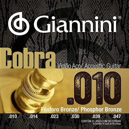 Encordoamento Giannini Violão Aço 010 Fósforo Bronze GEEFLEF