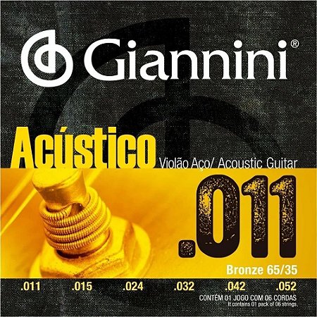 Encordoamento Giannini Violão Aço 011 Acústico Bronze GESPW