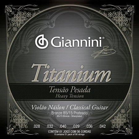 Encordoamento Giannini Violão Nylon Titanium Pesada GENWTA
