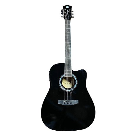 Violão folk Marques VA01 preto Aço Elétrico c/ afinador