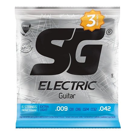 Encordoamento SG Guitarra 009 Extra Light Pac com 3 Jogos 5145TP