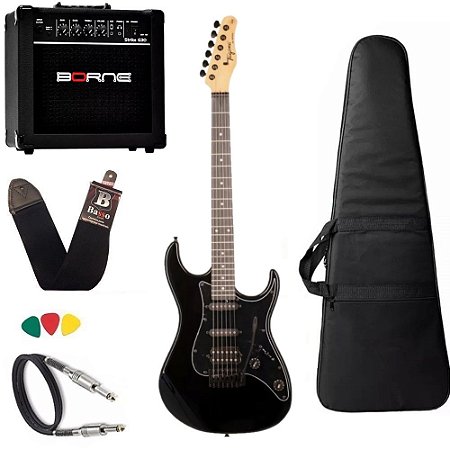 Kit Guitarra Tagima Tg520 Preto Amplificador Borne