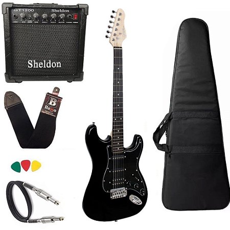 Kit Guitarra Giannini G101 Preto Humbucker c/ amplificador