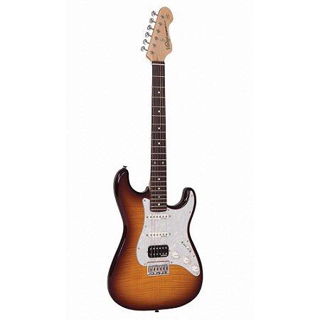 Guitarra Vintage V6HH Ftb Flamed Tobacco Burst hss regulado