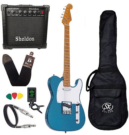 Kit Guitarra Sx Stl50 Telecaster Pacific Blue amplificador
