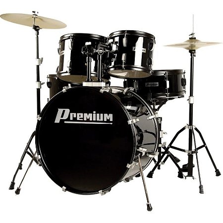 Bateria Premium Dx722 preta Acústica bumbo 22 Profissional