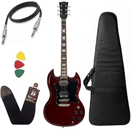 Kit Guitarra SG Michael Hammer GM850N WR Vinho Capa bag