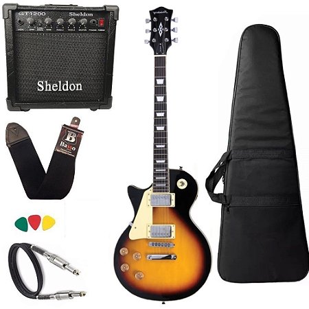 Kit Guitarra Canhoto Les paul Strinberg Lps230 Sunburst Amp