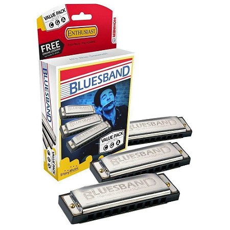 Kit 3 Gaitas Hohner Blues B harmonica C G A 008780
