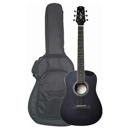 Violão Seizi Baby Akira Black Open Pore Half Cutaway Com Bag