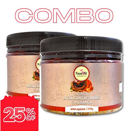 COMBO | 2 Creme de avelã com morango e castanha zero açúcar 350g