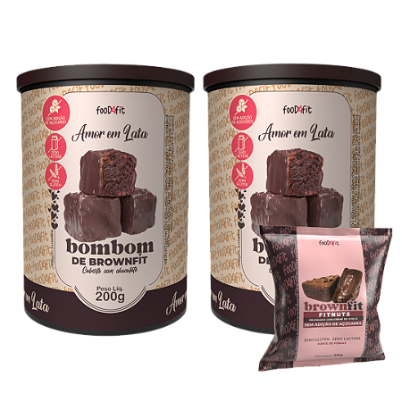 Combo - 2 Amor em Lata chocolate meio amargo zero + 1 Brownfit Fitnuts de brinde