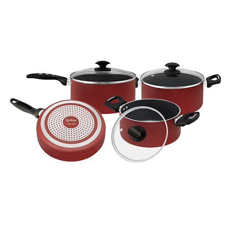 Conjunto de Panelas Indução Bordô 4 pçs - Eirilar