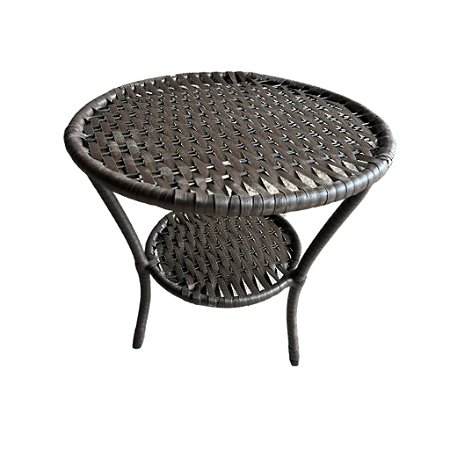 Mesa De Centro Em Junco Sintético Fibra Vime Mesinha Retrô De Canto Mesa De Varanda Sacada