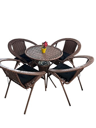 Conjunto Pavão 5 pcs Mesa Alta 4 Cadeiras 1 Mesa