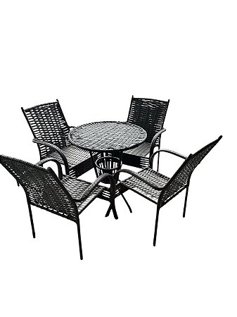 Conjunto 5 pcs Anne 4 Cadeiras e 1 Mesa Alta Junco