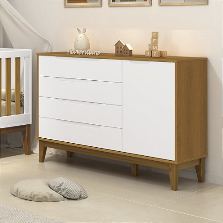 Cômoda Infantil Gaveteiro com Porta Pés Madeira (6 Cores Disponíveis)