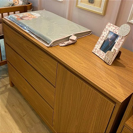 Cômoda Sol 3 Gavetas com Porta Carvalho Malva