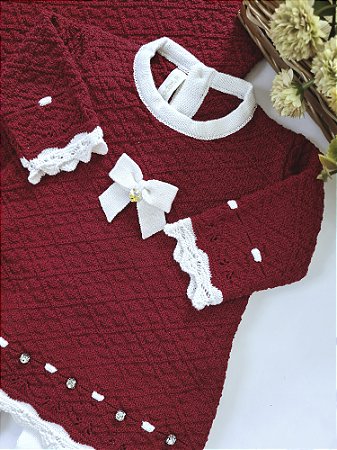 Vestido Tricot Barra Biquinho Vermelho