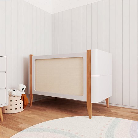 Berço Multifuncional 3 em 1 BO Palha Pés Madeira (8 Cores Disponíveis)