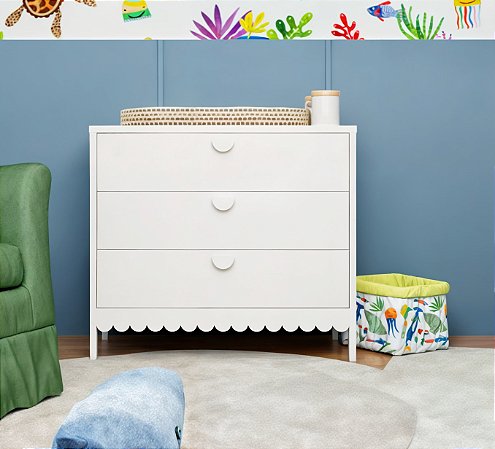 Cômoda Infantil 3 Gavetas Ondas