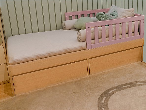 Cama com Gavetas em Madeira e Lateral 4 Cores Disponíveis