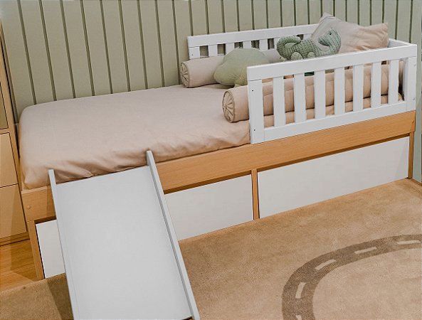 Cama com Gavetas Escorrega e Lateral 5 Cores Disponíveis