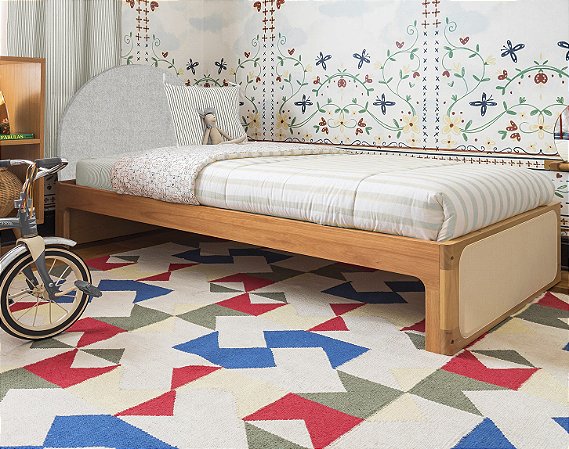 Cama Solteiro SKandi com Cabeceira Sarja(6 Cores Disponíveis)