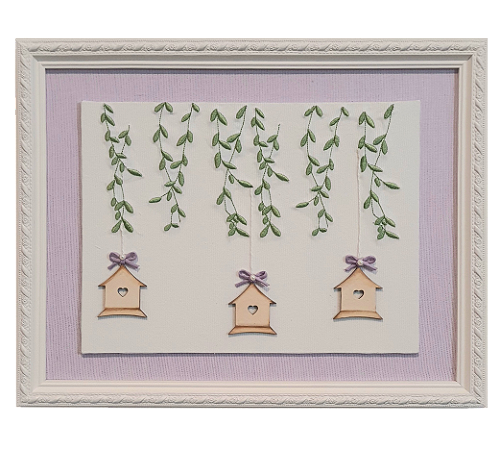 Quadro Folhas e Casinhas Coleção Lavanda