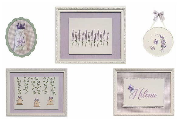 Porta Maternidade e Quadros Personalizados Coleção Lavanda (5 Quadros)