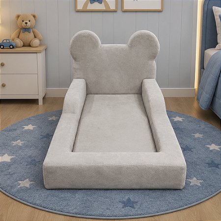 Cama Montessoriana Menino Cabeceira Urso Tamanho Pequeno 130 x 70