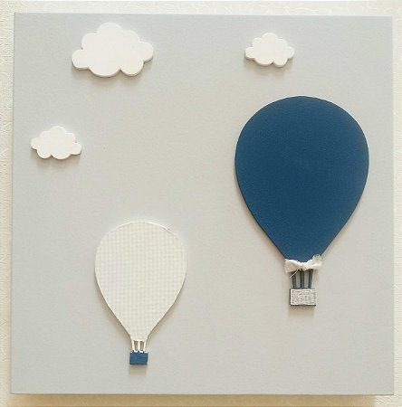 Quadro Balão Azul e Branco