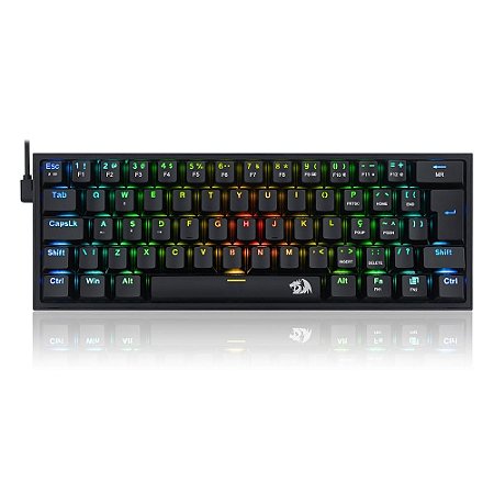 Teclado Mecânico Gamer Redragon Fizz, RGB, Switch Brown, Preto - K617-RGB-B (PT-BROWN)