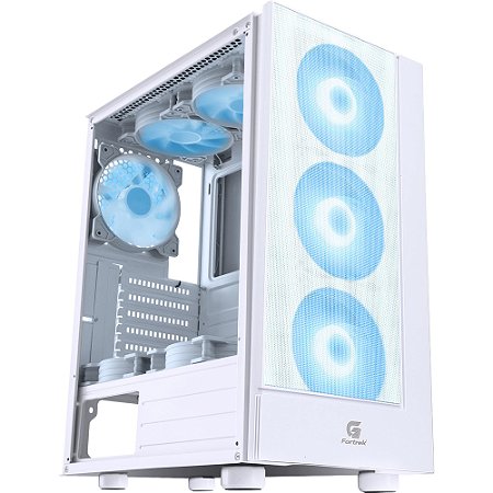 Gabinete Gamer Cruiser Branco Fortrek, Mid Tower, 3 Coolers ARGB, Lateral em Acrílico