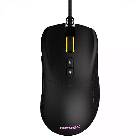 MOUSE GAMER PCYES GAIUS - 12400 DPI - RGB - 6 BOTÕES - PMGGBV