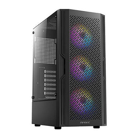 Gabinete Gamer Antec AX20 Elite, Mid Tower, ATX, Lateral em Vidro Temperado, 4 Coolers Fans RGB, Preto - AX20