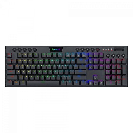 Teclado Mecânico Gamer Redragon Horus, RGB, Switch Brown, ABNT2, Black, K619-RGB PT-BROWN