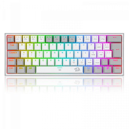 Teclado Mecânico Gamer Redragon Fizz, RGB, Switch Blue, ABNT 2, Branco/Cinza, K617-RGB-WG