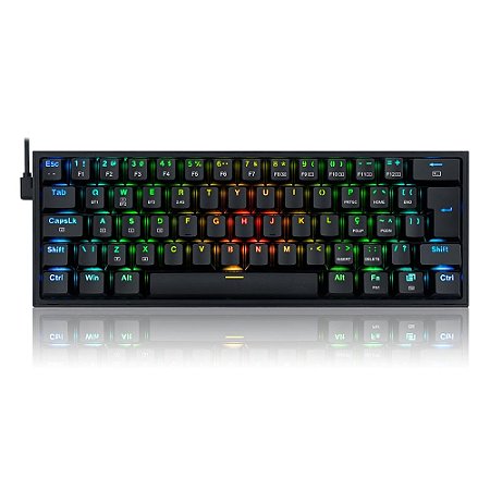 Teclado Mecanico Gamer Redragon Fizz Pro, RGB, Wireless, Switch Brown, Preto, K616-RGB-B-BROWN